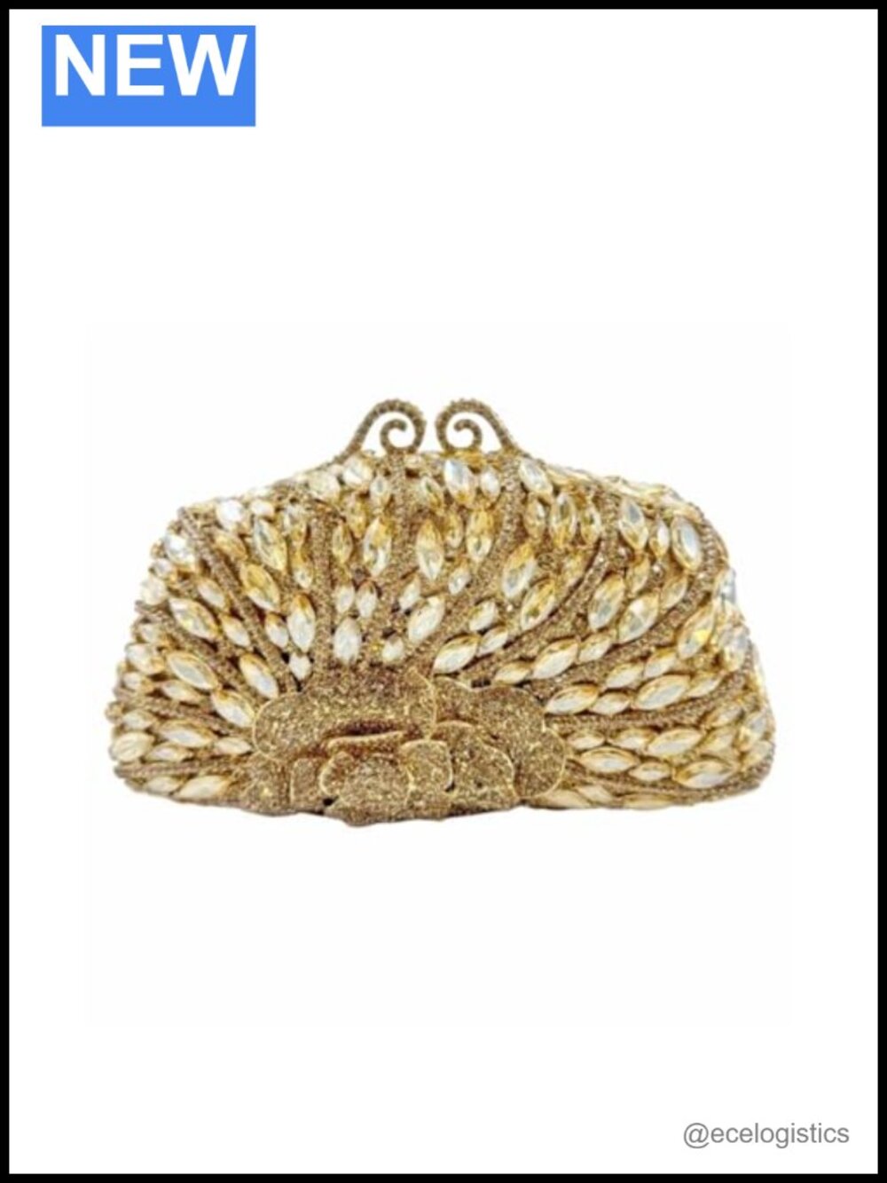 Elegant Rhinestone Clutch Evening Bag Floral Crystal Bridal Purse Dressy Prom